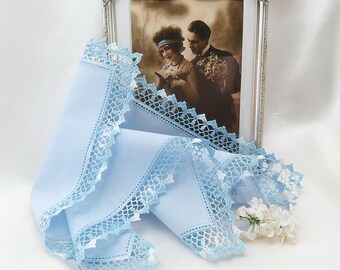 Art Deco Style  Crocheted Border Handkerchief.