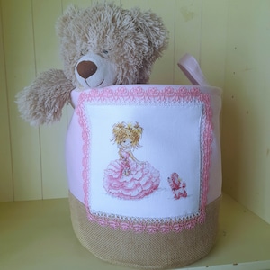 Girl's Embroideried Storage Basket.