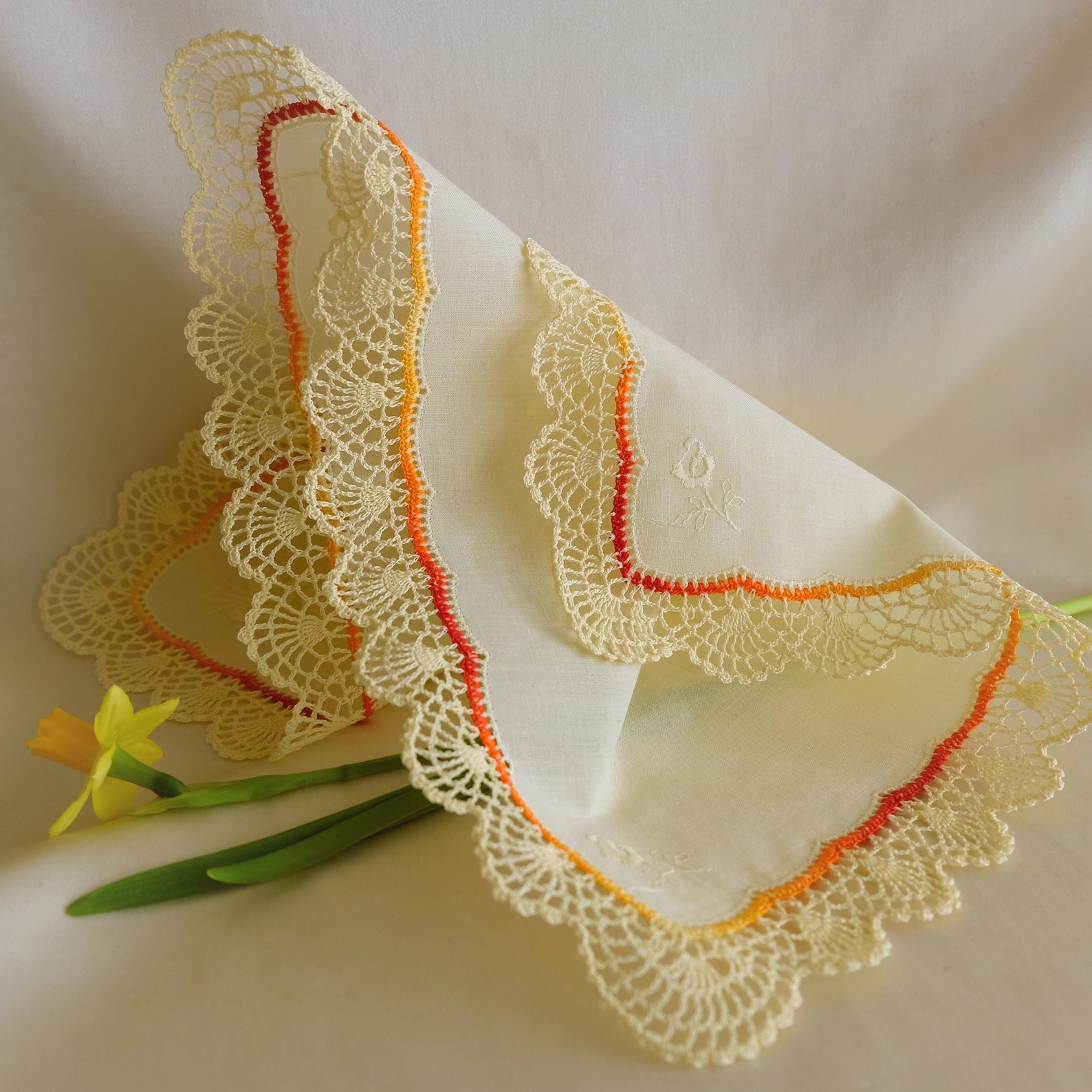 Crochet Scalloped Edge Handkerchief. Etsy