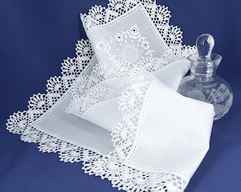 Crown Pattern Crocheted Handkerchiefs.