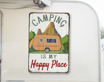 Camping Sign, Camping is my Happy Place, Camping Gift, Cabin Decor, Cabin Lodge Sign, RV Sign, Camper Decor, National Park 108122001086