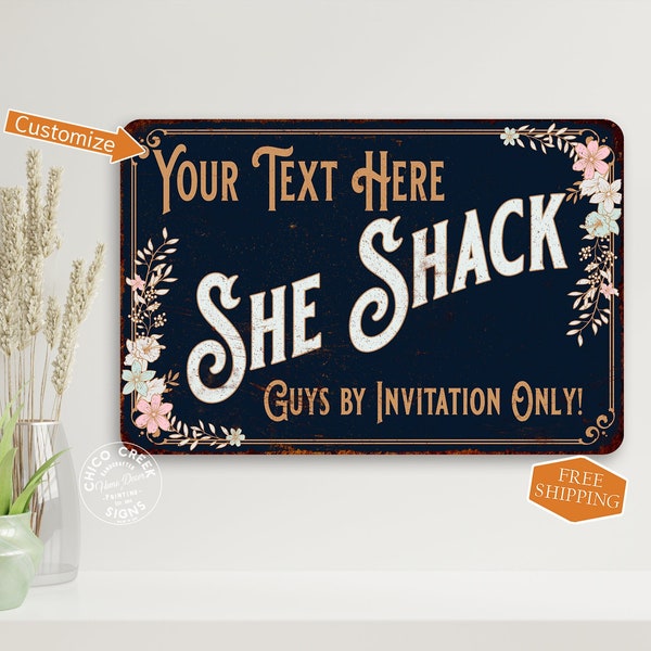 Personalized She Shack Sign, Your Name Custom, She Shed, Victorian Lady Cave Decor, Gift Metal 108120060001