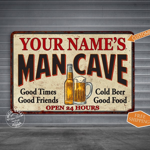 Personalized Man Cave Sign Custom Garage Sign Metal Sign Wall Decor Gift for Dad 108120011001