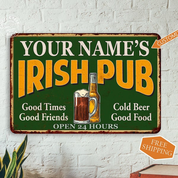 Personalized Irish Pub Sign Custom Metal Sign Bar Tavern Home Bar Ireland Gift Wall Art Decor 108120013001