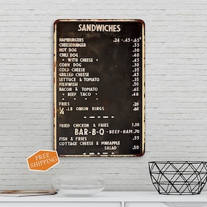 Sandwich Board Sign 1940's Diner Menu Sign Restaurant Decor Diner Signs 50s Decoration Retro Home Vintage Kitchen 108120068015