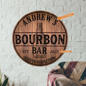 Personalized Bourbon Bar Sign Wood Sign Home Bar Decor Speakeasy Lounge Bar Accessories  Whiskey Mancave Custom Gift B3-00140053001