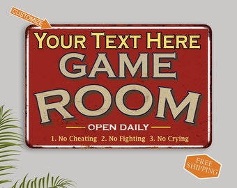 Personalized Game Room Vintage Look Red Family Name Reproduction Metal Sign Gift Custom 108120001001
