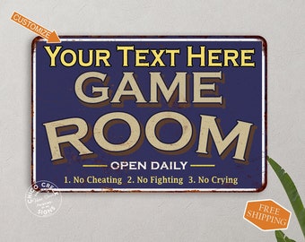 Custom Blue Game Room Sign, Game Room Decor, Family Game Room, Gamer Gift, Man Cave Decor, Personalized Sign, Game Lovers, Custom Wall Art