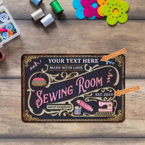 Custom Sewing Room Sign Craft Room Decor Sewing Wall Art Sewing Machine Quilting Embroidery Gift For Her Handmade With Love 108122002109