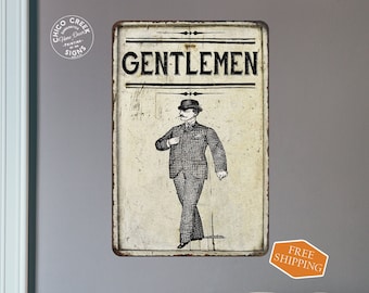 Gentlemen Restroom Sign, Bathroom Sign, Vintage Decor, Bathroom Decor, Rustic Wall Art, Retro Signs, Men Only