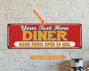 Personalized Diner Sign, Restaurant Sign, Vintage Looking Restaurant Sign, Your Family Name, Kitchen Decor 106180077001