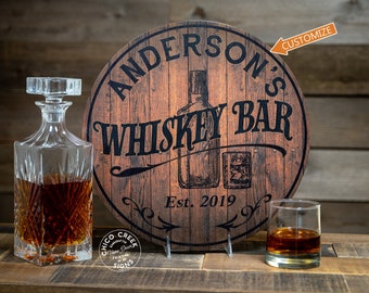 Personalized Whiskey Bar Sign Wood Signs Pub Bar Man Cave Wall Décor Speakeasy Home Bar Grill Accessories Custom Sign Gift B3-00140051001