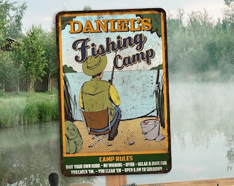 Personalized Fishing Sign Fishing Camp Decor Bait & Tackle Man Cave Metal Sign Lake House Decor Gift Hunting Cabin 108122002079