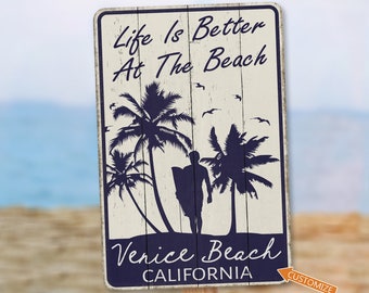 Beach Sign With Custom Beach Name For Beach House Décor Locals Only Surf Sign Nautical Theme Tropical Theme Ocean Waves Sand 108120130012