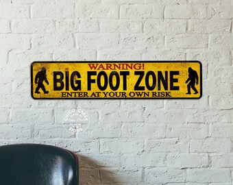 Warning Bigfoot Zone Sign Sasquatch Sign Big Foot Decor Yeti North American Ape Funny Wall Art Forest Camping 104182001061