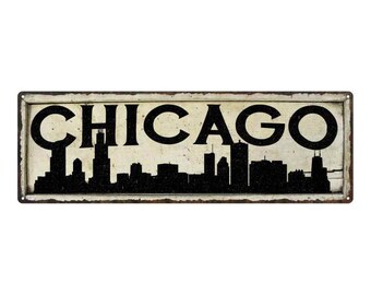 Chicago Sign, Chicago City Sky Line Silouette Chic Wall Decor Sign, Bears Bulls Cubs, Illinois 106180028029