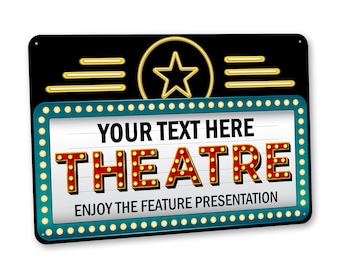 Custom Theater Sign, Personalized Home Theater Sign, Home Theater Decor, Movie Room, Theater Sign, Theater Gifts, Movie Lover, Home Wall Art