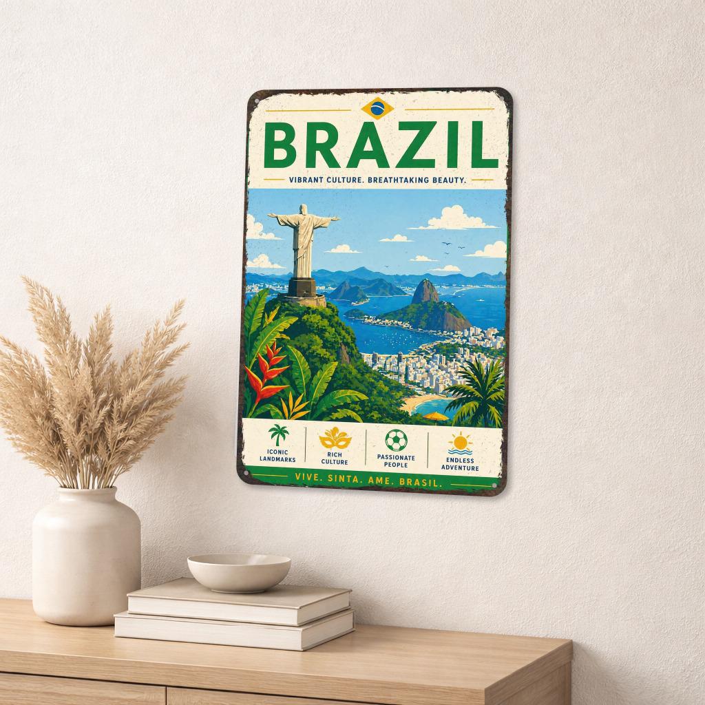Brazil Sign, Metal Wall Art, Travel Decor, Brazil Decor, Rio Wall