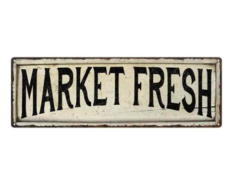 Market Fresh Sign, Vintage Lookomng Market Fresh Farmhouse Wall Decor, Farm Sign, Farmers Market Fruit Stand, Restaurant 106180028054