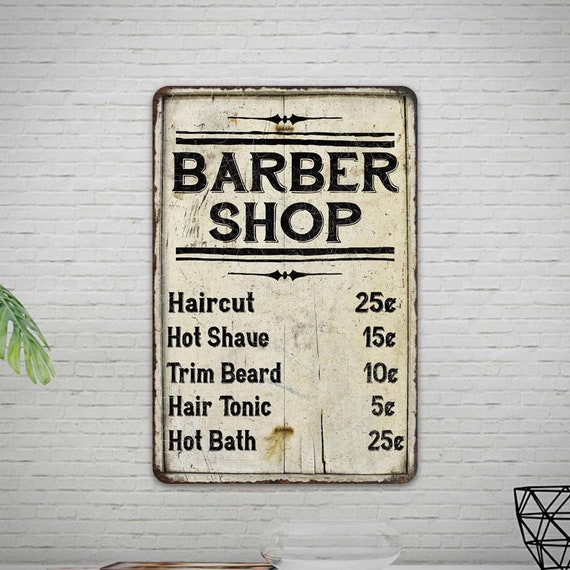 Barber Shop Sign, Barber Shop Price List Sign, Farmhouse Style 