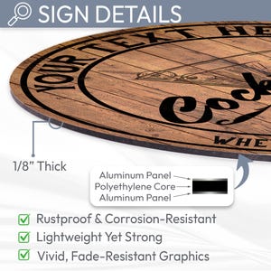 Personalized Cocktail Bar Sign, Custom Round Metal Bar Sign, Home Bar Decor, Where Every Hour Is Happy Hour, Made in USA, Housewarming Gift bild 3