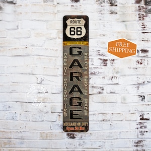 Garage Route 66 Sign, Auto Shop Decor, Repair, Mechanic Dad Sign Gift Classic Car Restoration 104182001037