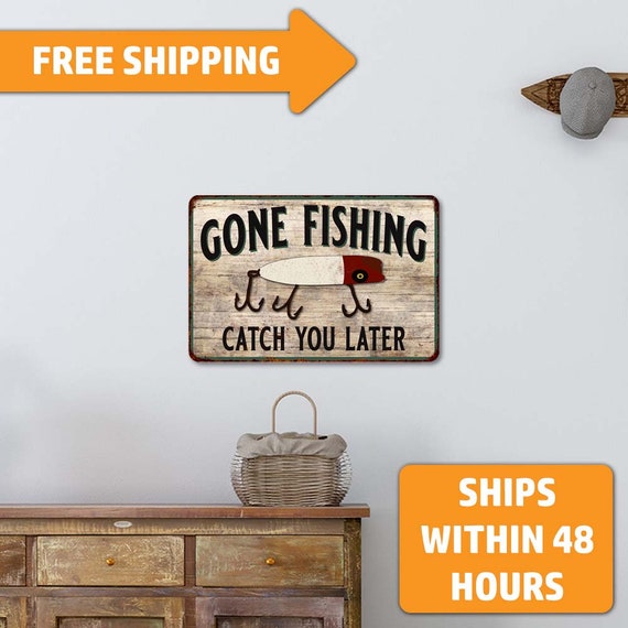  Fishing Decor Retro Tin Signs Lake House Decor for The Home -  You Can't Buy Happiness But You Can Buy a Fishing Pole - Vintage Fishing  Wall Decor Lake Decor