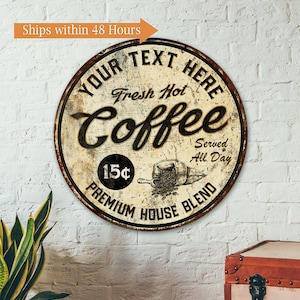Personalized Fresh Hot Coffee Sign, Coffee Bar Sign, Coffee Lover Gift, Coffee Shop Decor, Gift For Her, Gift For Him, Rustic Coffee Sign