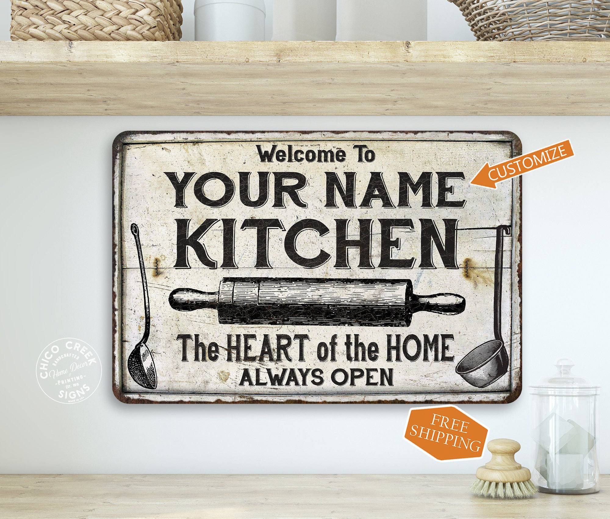 Kitchen Gifts, Custom Metal Sign for Kitchen, Personalized Kitchen Sig