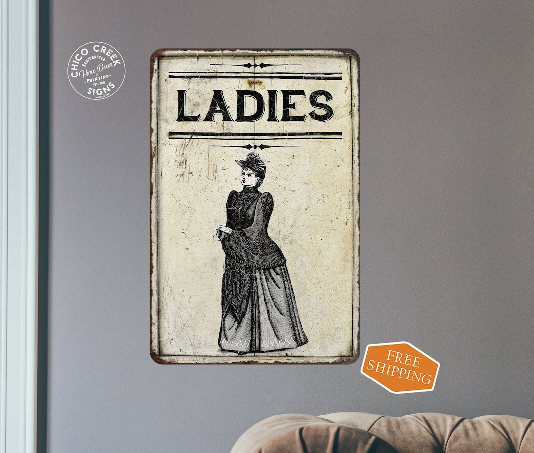 Ladies Restroom Sign, Bathroom Sign, Vintage Decor, Women's Only ...