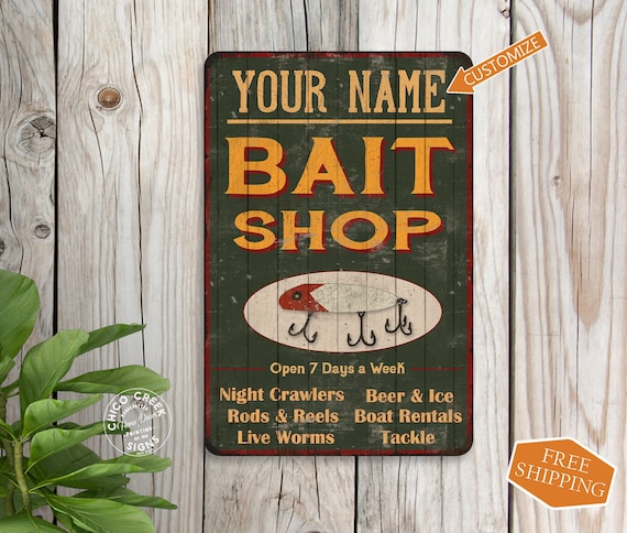 Personalized Bait Shop Sign Fishing Sign Hunting Cabin Wall Decor