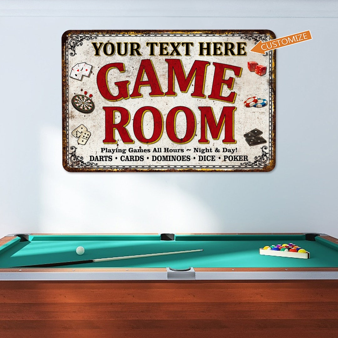 Custom Game Room Sign Family Rec Room Sign Card Room Pool Billiards