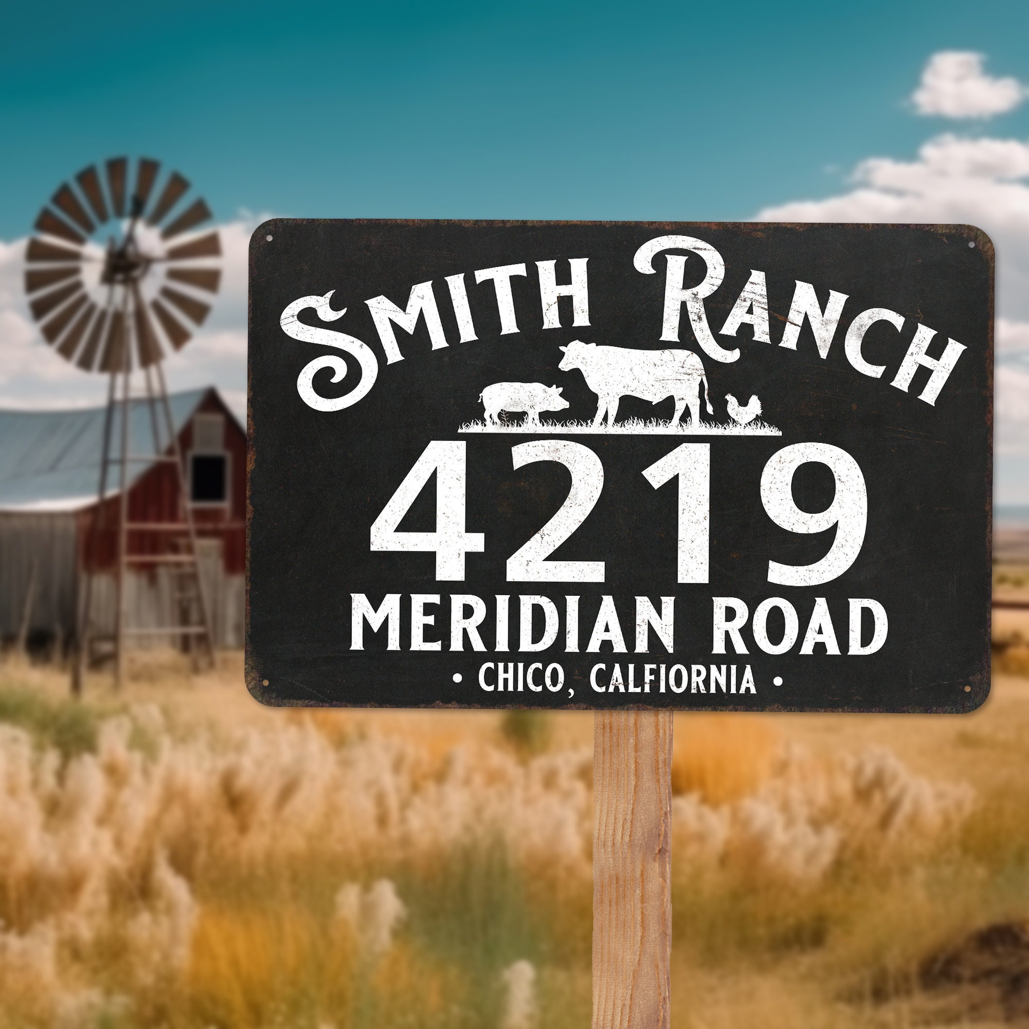 Custom Farmhouse Address Sign, Personalized Address Sign, Farm Sign ...
