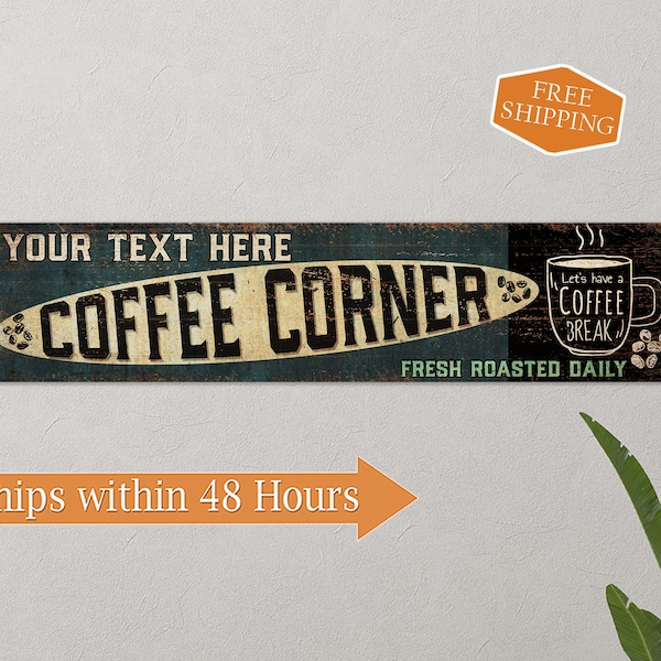 Custom Coffee Corner Bar Decor Sign, Personalized Gift Kitchen Sign, Cafe, Coffee Shop, Java 104182002040