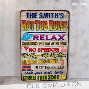 Hot Tub Rules Sign, Personalized Signs, Custom Metal Sign, Backyard Sign, Gift For Her, Gift For Him, Hot Tub, Pool Sign, Patio Sign