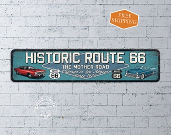Historic Route 66 Sign, Garage Decor, Route 66 Sign, Vintage Americana, Vintage Decor Road Trip Gift Sign 104182001022