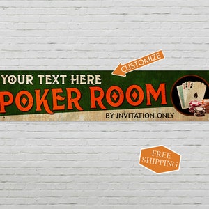Custom Poker Room Sign, Personalized Gift, Fathers Day Gift, Gift For Him, Gift For Her, Poker Room Decor, Gambler, Poker Gifts, Custom Art