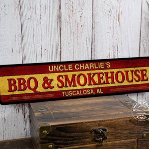 Custom BBQ SIGN Smokehouse Gift For Dad Patio Sign Decor Grillmaster Personalized Mancave 104182002064