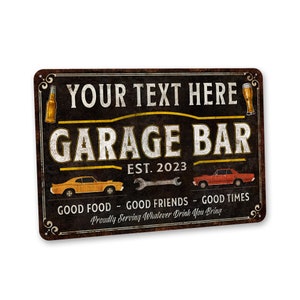 Personalized Garage Bar Sign, Custom Garage Decor, Home Bar Decor, Man Cave Wall Art, Garage Wall Art, Gifts For Him, Fathers Day Gift