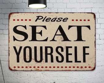 Please Seat Yourself Sign, Restaurant Sign, Food Order Sign, Togo Food Sign, Cafe Diner Wall Decor, Seating Sign 108120067057