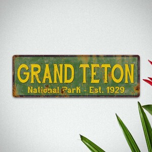Grand Teton Sign, Grand Teton National Park Rustic Sign, Cabin Wall Decor, Hiking Camping Hunting Fishing 106180057027