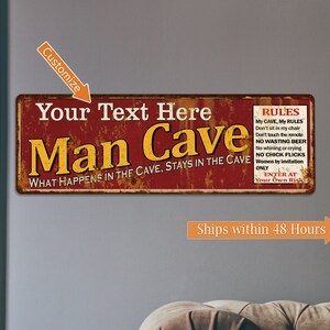 Personalized Man Cave Sign, Rustic Sign, Gifts For Dad, Gift For Fathers Day, Gift For Grandpa, Man Cave Decor, Man Cave Gifts, Custom Sign