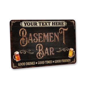 Personalized Basement Bar Sign Basement Bar Decor Man Cave Sign Sign For Home Bar Gifts For Him Custom Metal Sign 108122002184
