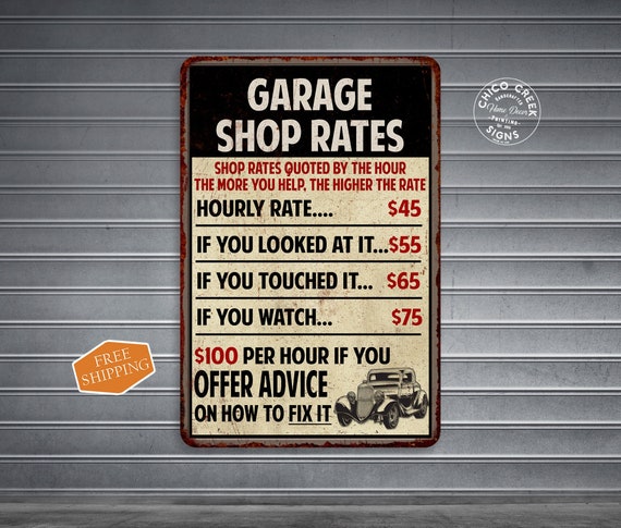 Plaque Murale "George's Garage" - Enseigne Décorative Métal Pour Cave, Garage Ou Boutique Cadeau