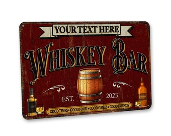 Personalized Whiskey Bar Sign Custom Metal Sign For Home Bar Whiskey Bar Decor Vintage Bar Wall Art Personalized Gifts For Him 108122002195