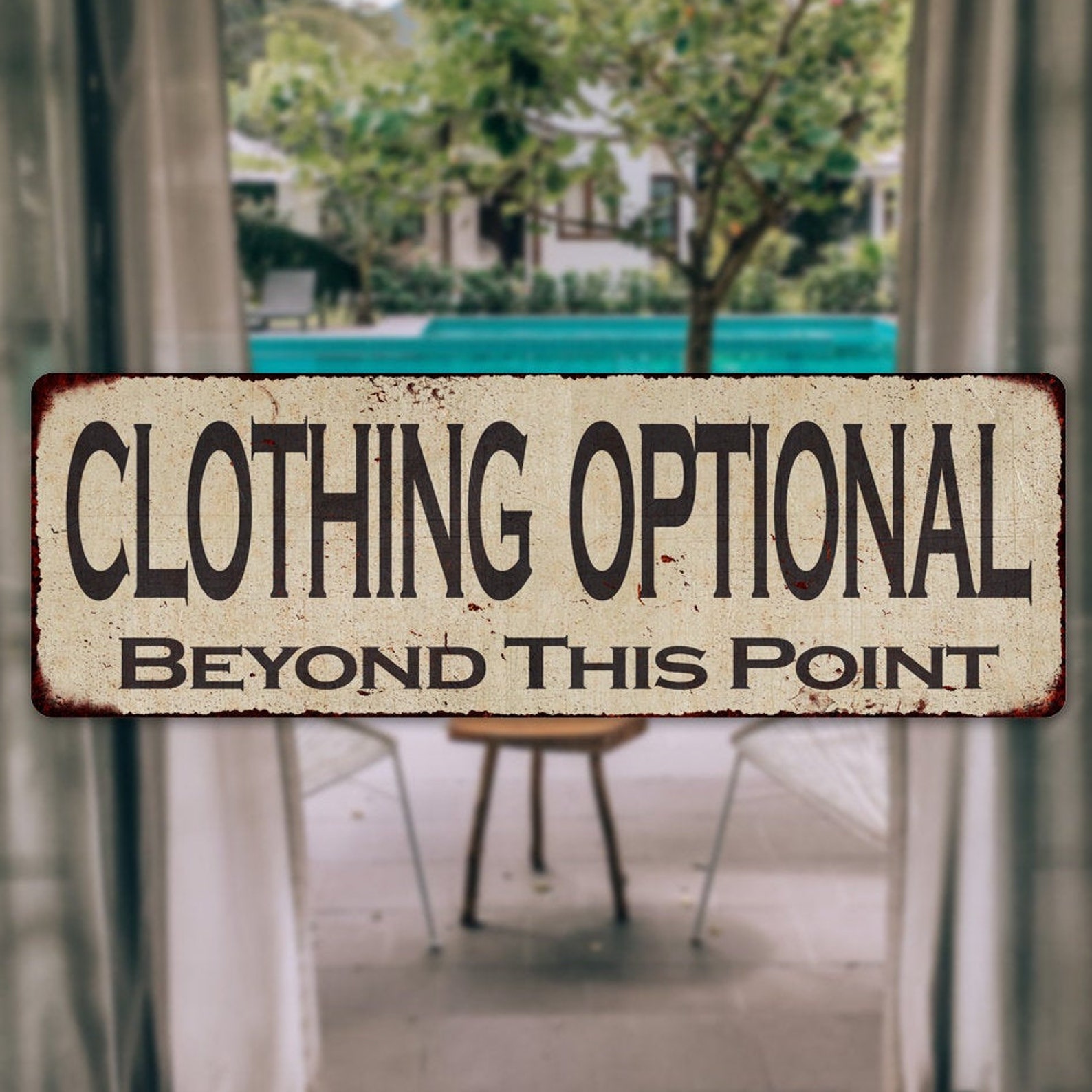 Clothing Optional Sign Vintage Decor Rustic Signs Wall Art Tin Etsy