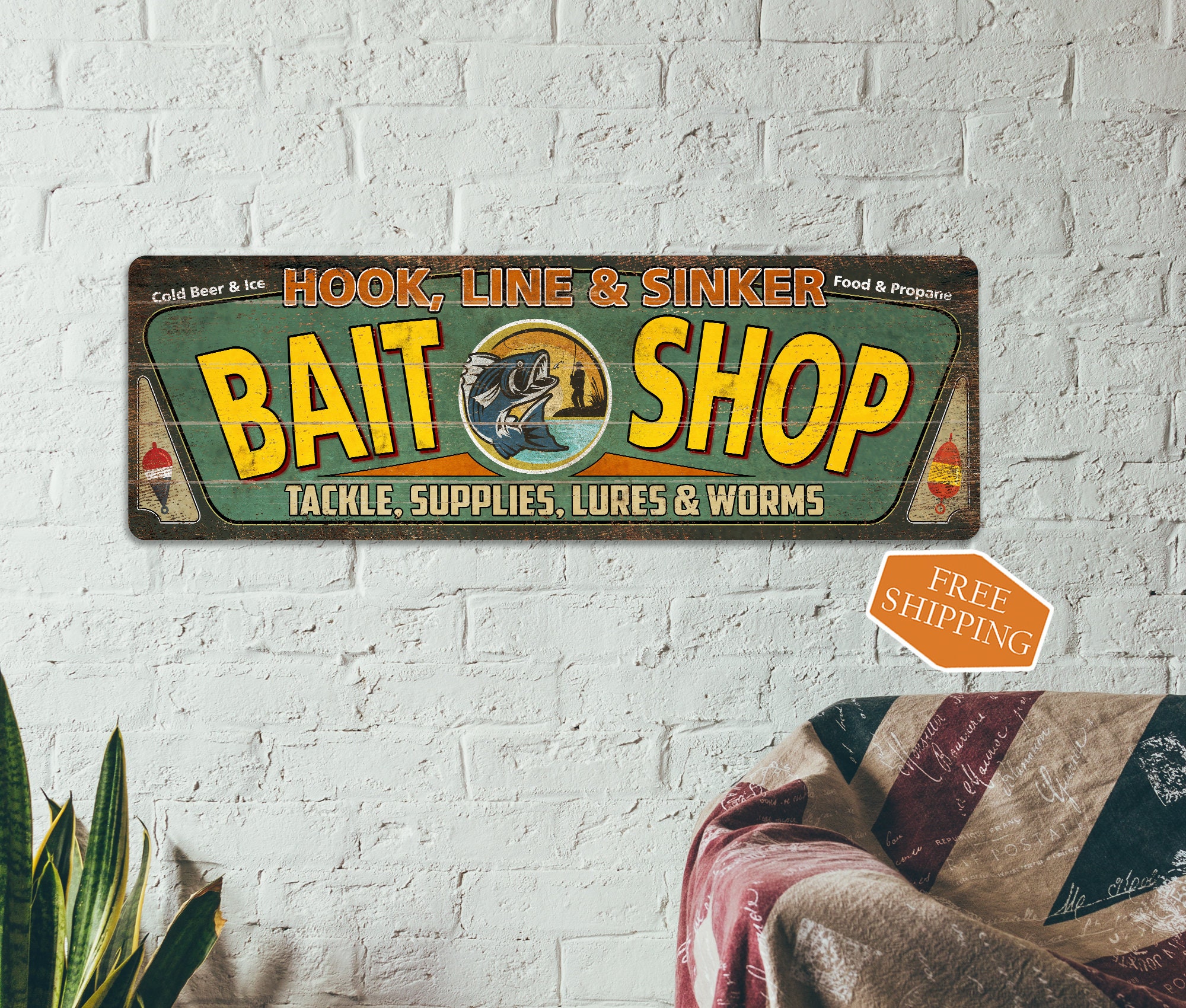 Bait Shop Sign Rustic Decor Vintage Fishing Sign Bait Tackle Lure Worm Lake  Harbor Fishing Angler 106182001004 - Etsy