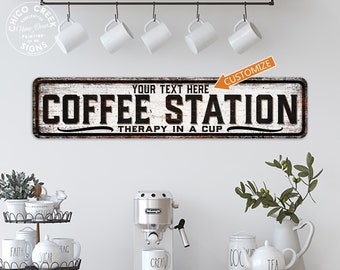 Custom Coffee Station Sign, Personalized Gift Kitchen Sign, Cafe, Coffee Shop, Java, Coffee Decor, Therapy In a Cup, Barista 104182002075