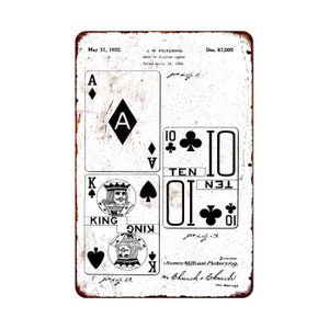Card Room Sign, Poker Room Decor, Playing Cards Patent Vintage Looking Reproduction Sign, Game Room 108120067113