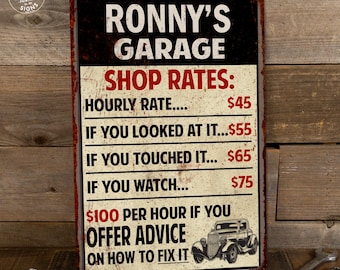 Personalized Garage Sign, Custom Garage Sign, Gifts For Dad, Shop Sign, Gifts For Him, Mechanic Sign, Garage Wall Art, Garage Decor